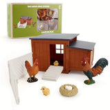 HAND PAINTED CHICKENS & COOP PLAYSET