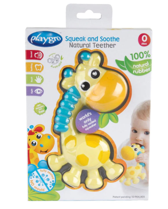 PLAYGRO SQUEAK & SOOTHE NATURAL TEETHER