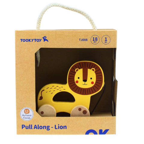 WOODEN PULL ALONG LION BOXED