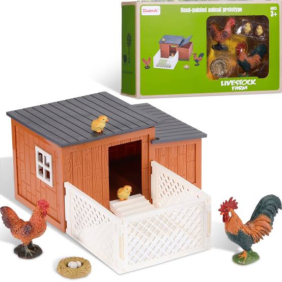 HAND PAINTED CHICKENS & COOP PLAYSET
