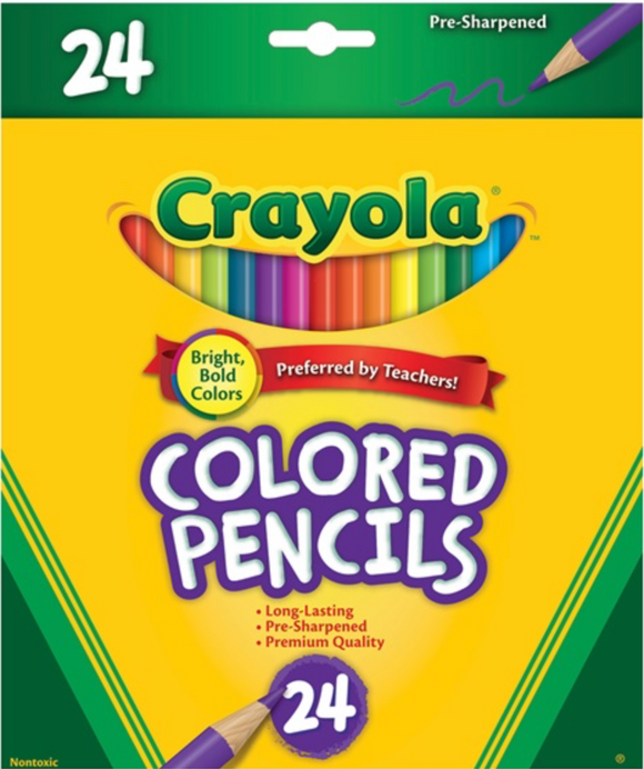 CRAYOLA PENCILS COLORED 24 PKT FULL SIZE