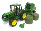 JD TRACTOR AND ROUND BALER