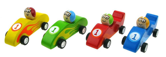 WOODEN PULL BACK RACING CAR