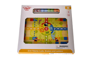 WOODEN 2 IN 1 BOARD GAME SNAKES/LUDO