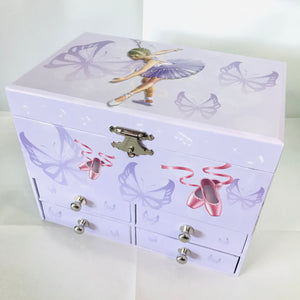 MUSICAL JEWELLERY BOX WITH 4 DRAWS