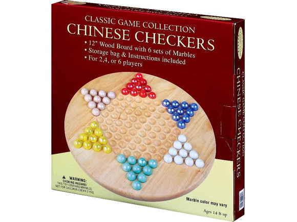 GAME CHINESE CHECKERS WOOD/MARBLES